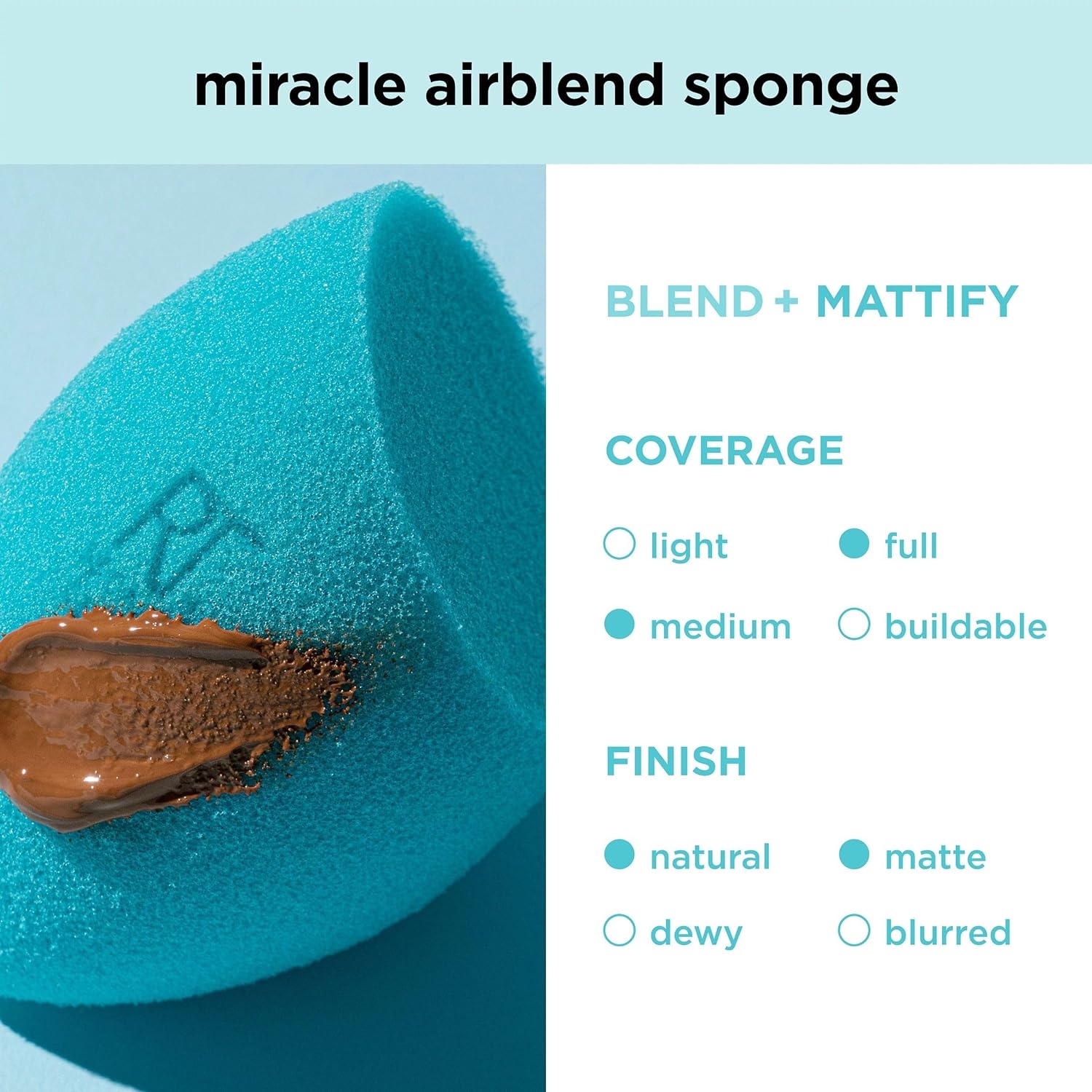 Real Techniques Miracle Airblend Sponge, Matte Makeup Blending Sponge, For Liquid, Cream, & Powder Products, Offers Medium To Full Coverage, Foundation Sponge, Packaging May Vary, 1 Count - Image 8