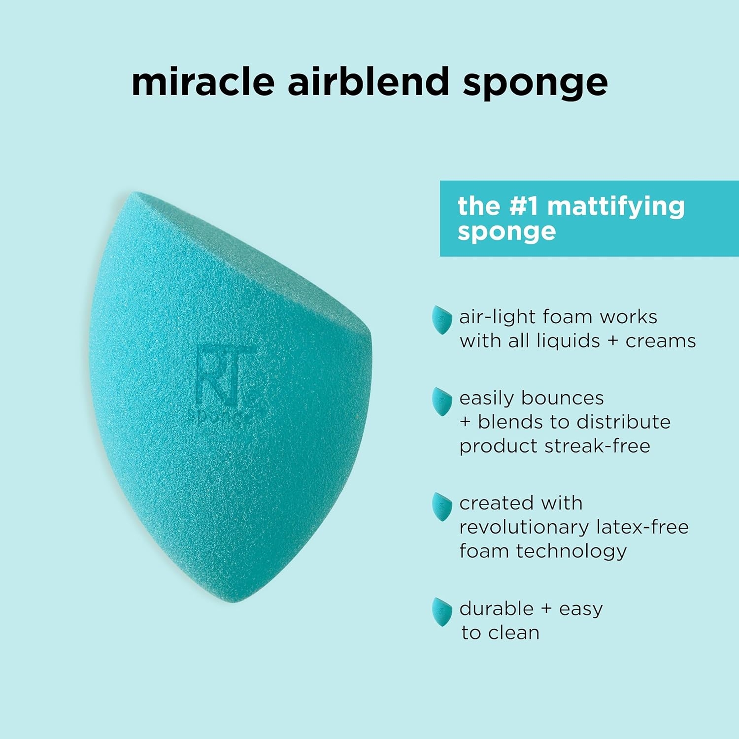Real Techniques Miracle Airblend Sponge, Matte Makeup Blending Sponge, For Liquid, Cream, & Powder Products, Offers Medium To Full Coverage, Foundation Sponge, Packaging May Vary, 1 Count - Image 6