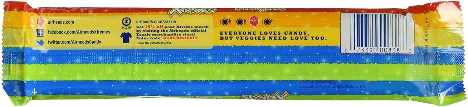 Airheads Extremes Sour Candy, Rainbow Berry, 2 Ounce (Pack of 4 Individual Packages) - Image 2