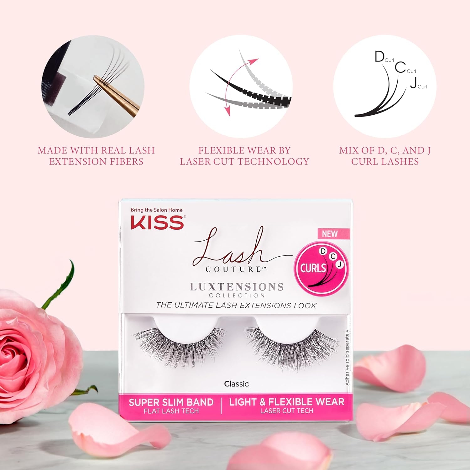 KISS Lash Couture Luxtension False Eyelashes, Royal Silk', 10 mm, Includes 1 Pair Of Lash, Contact Lens Friendly, Easy to Apply, Reusable Strip Lashes - Image 6