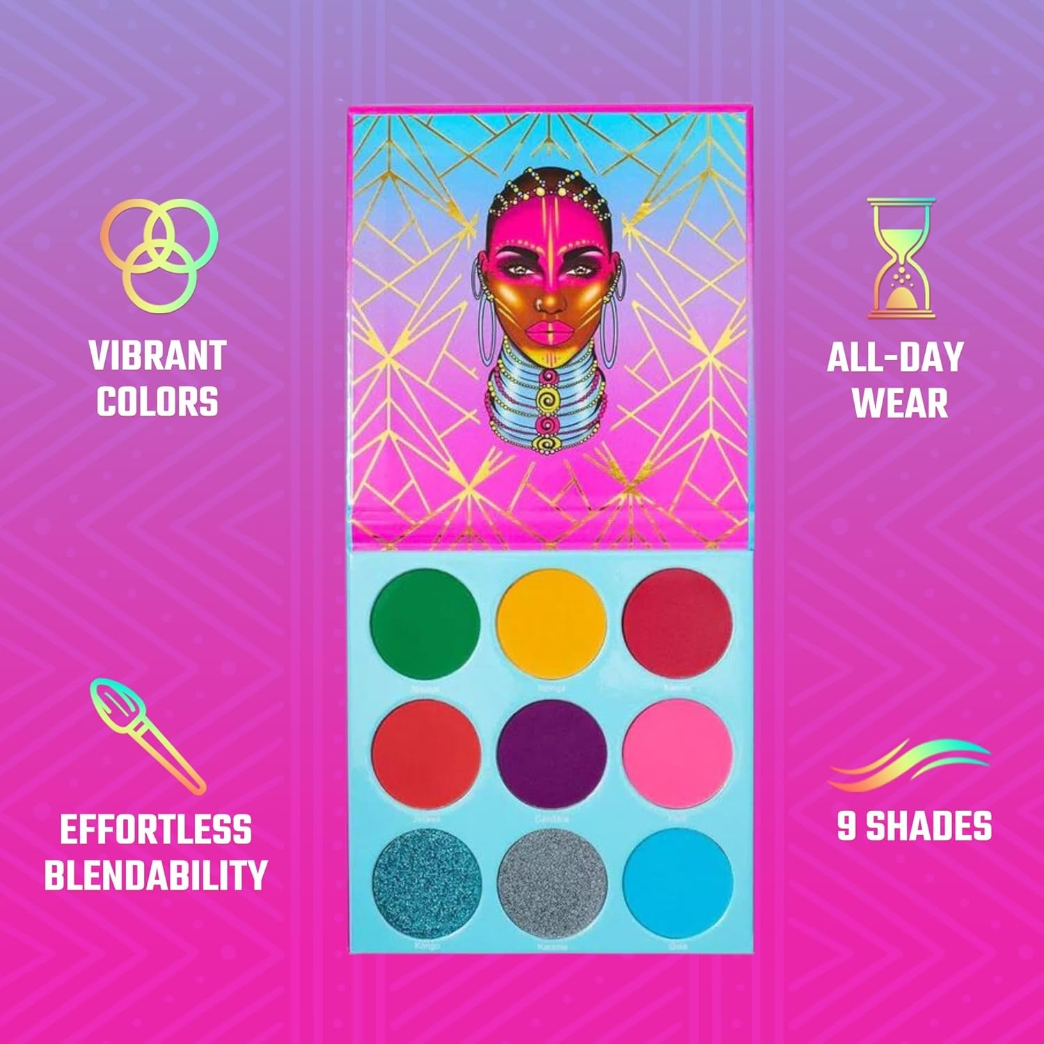 Juvia's Place The Warrior III - Deep Emerald Green Red Violet Cerulean Blue, Shades of 9 - Eyeshadow Palette, Professional Eye Makeup Pigmented Eyeshadow Palette Makeup Palette Eye Color & Shine - Image 3