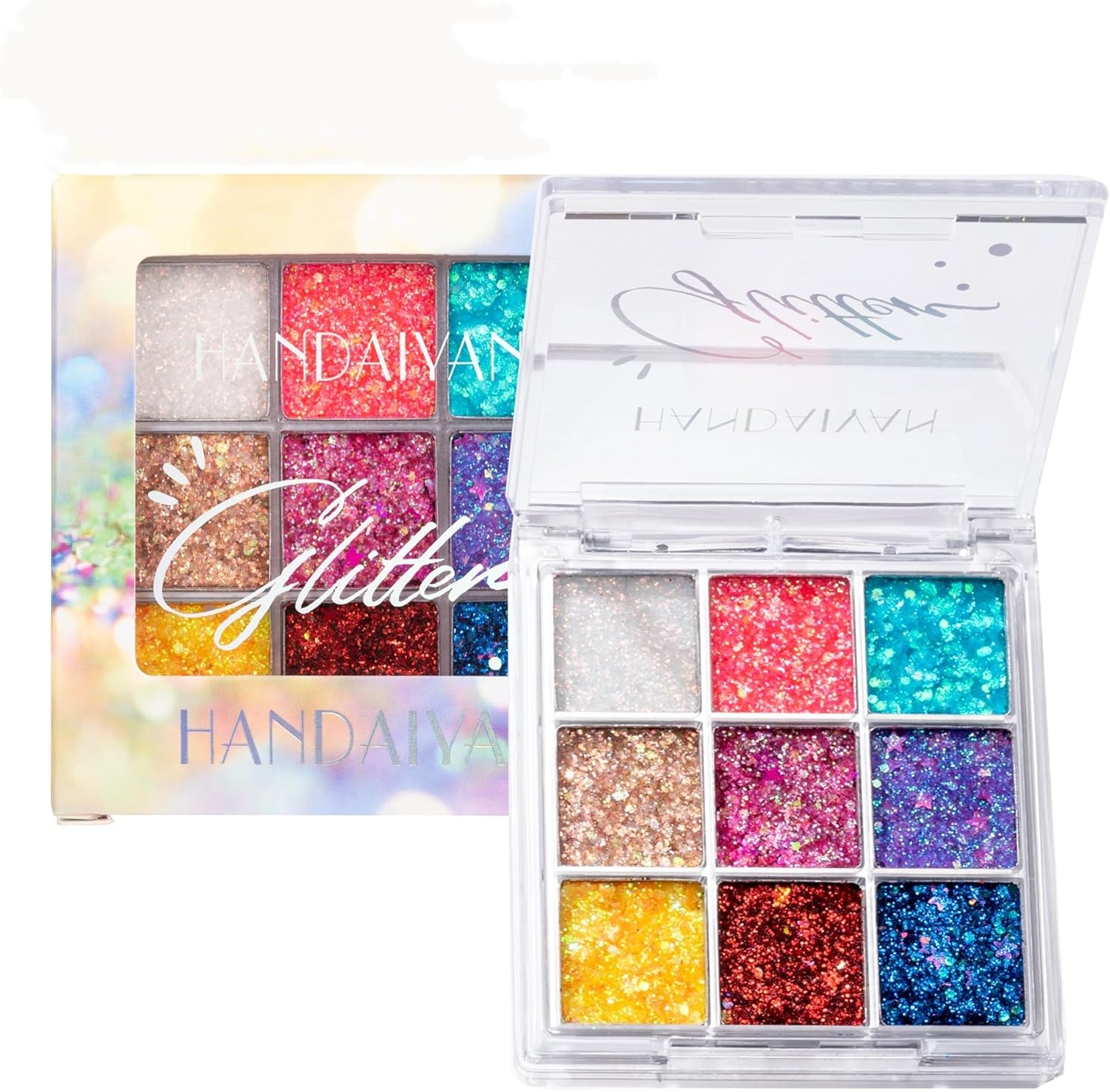 Jolilab Body Glitter Palette,9 Colors Sparkle Shimmer Glitter Gel with High Pigmented Colouration,Longlasting for Face Body Eye and More Party Makeup (1+2) - Image 4