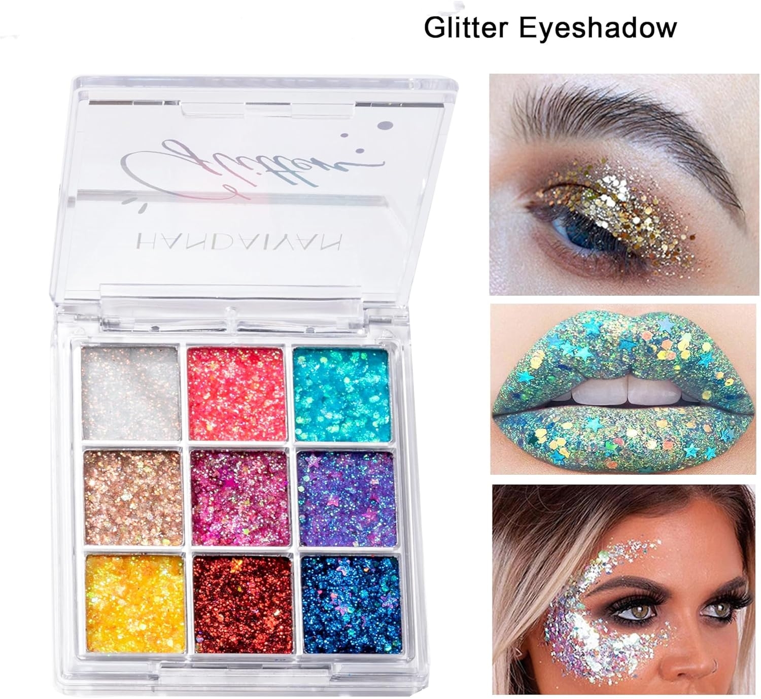 Jolilab Body Glitter Palette,9 Colors Sparkle Shimmer Glitter Gel with High Pigmented Colouration,Longlasting for Face Body Eye and More Party Makeup (1+2) - Image 2