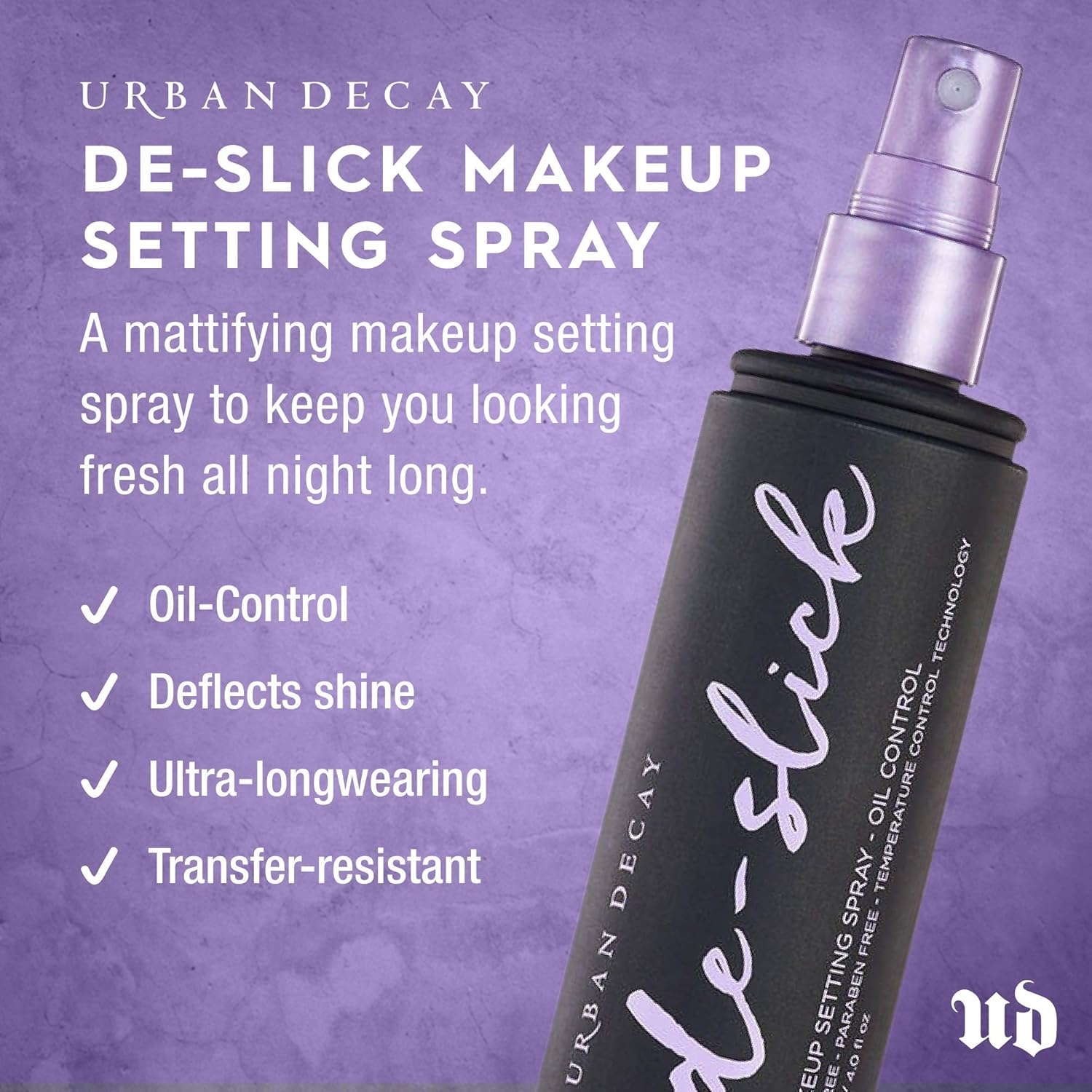Urban Decay De-Slick Mattifying Makeup Setting Spray for Face, Waterproof, Smudge-proof, Oil & Shine Control, for Oily Combination Skin, Oil-free, Vegan, Cruelty-free - Image 2