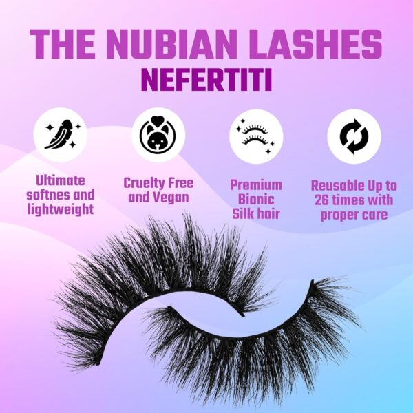 Juvia's Place Nubian Eyelashes Egypt Lite - Eyelash Extension for Day or Night Use, Vegan Mink Lashes, Cruelty-Free Fluffy Lashes, Reusable Adhesive Eyelashes, Matte Black Mink Eyelashes Natural Look - Image 28