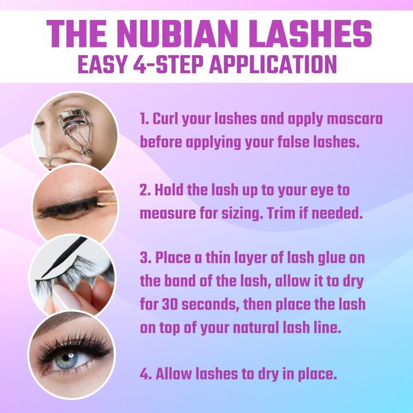 Juvia's Place Nubian Eyelashes Egypt Lite - Eyelash Extension for Day or Night Use, Vegan Mink Lashes, Cruelty-Free Fluffy Lashes, Reusable Adhesive Eyelashes, Matte Black Mink Eyelashes Natural Look - Image 67