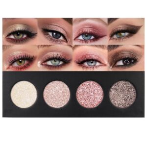 4 Colors Highlight Pink-Purple Eyeshadow Palette, SHANY Cosmetics Shimmer Palette, Cruelty-Free and Vegan Formula, Glitter Eyeshadow for Professional Makeup