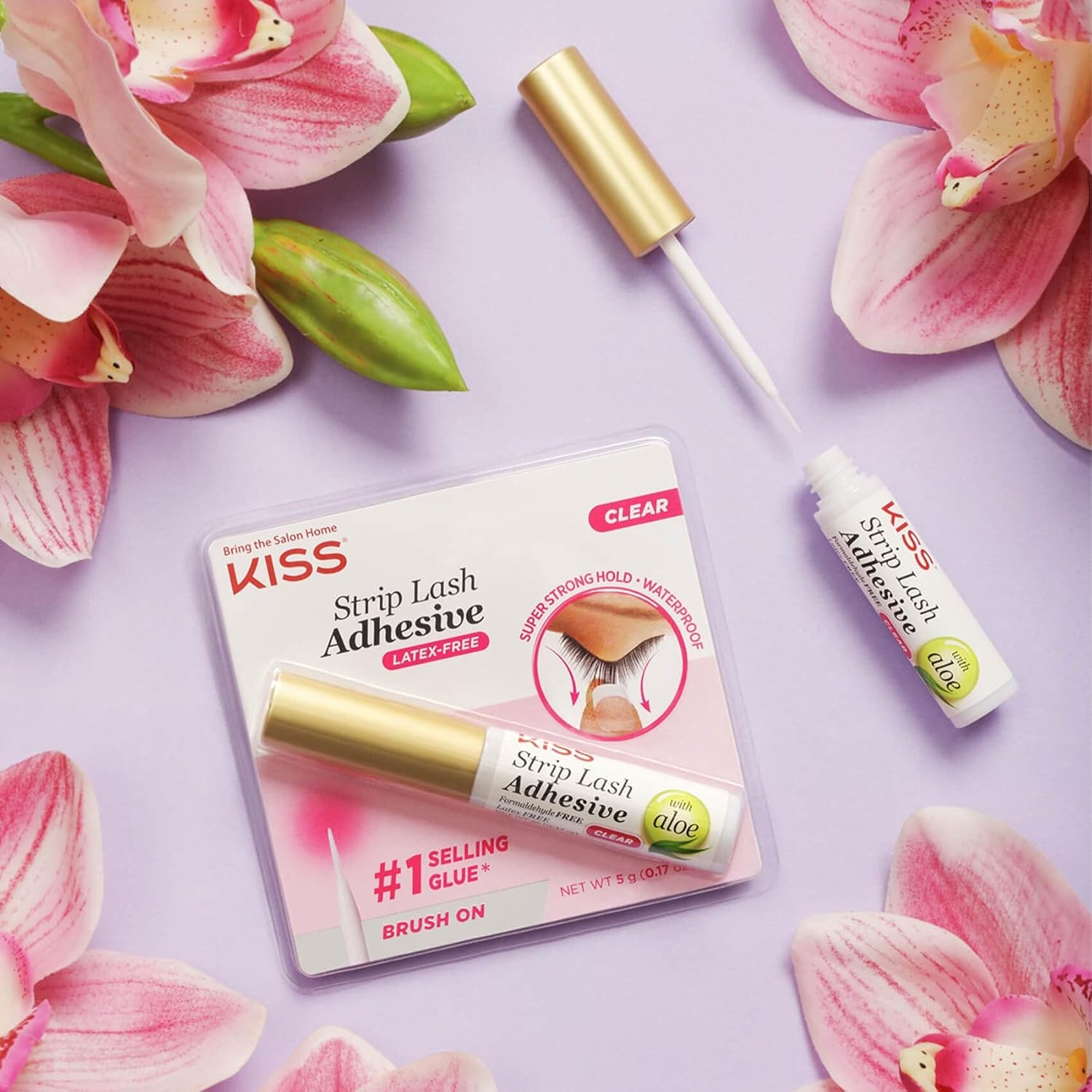KISS Strip Lash Adhesive, Lash Glue, 24hr Strip Eyelash Adhesive, Clear, Includes Lash Adhesive, Long Lasting Wear, Can Be Used with Strip Lashes and Lash Clusters - Image 5