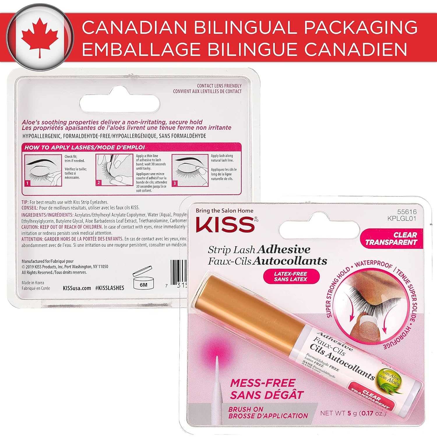KISS Strip Lash Adhesive, Lash Glue, 24hr Strip Eyelash Adhesive, Clear, Includes Lash Adhesive, Long Lasting Wear, Can Be Used with Strip Lashes and Lash Clusters - Image 6