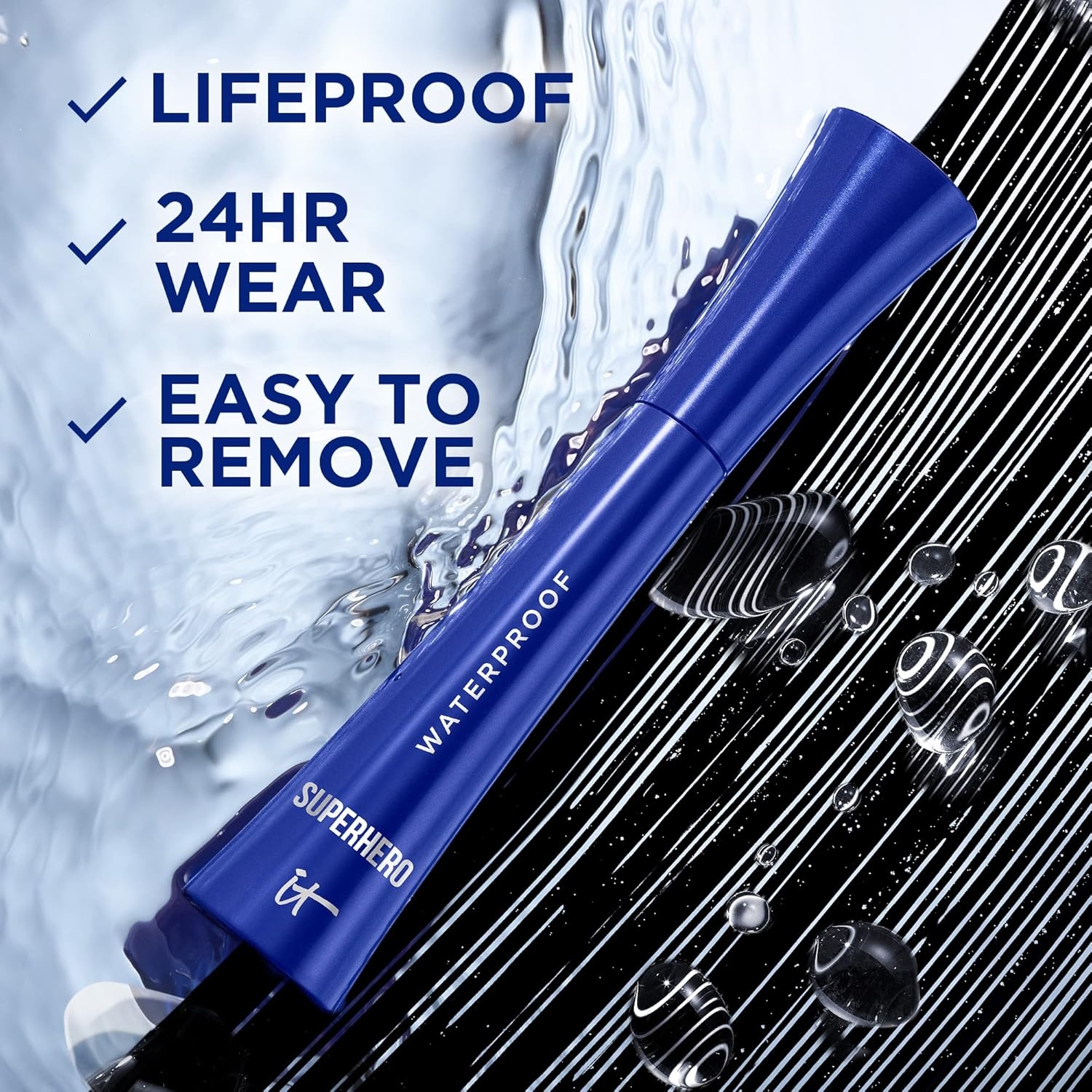 IT Cosmetics Superhero Volumizing Waterproof Mascara – 24HR Wear – Resists Sweat & Humidity – Lash-loving Biotin, Peptides & Pro-Vitamin B5 – Super Black, 0.3 fl oz - Image 3