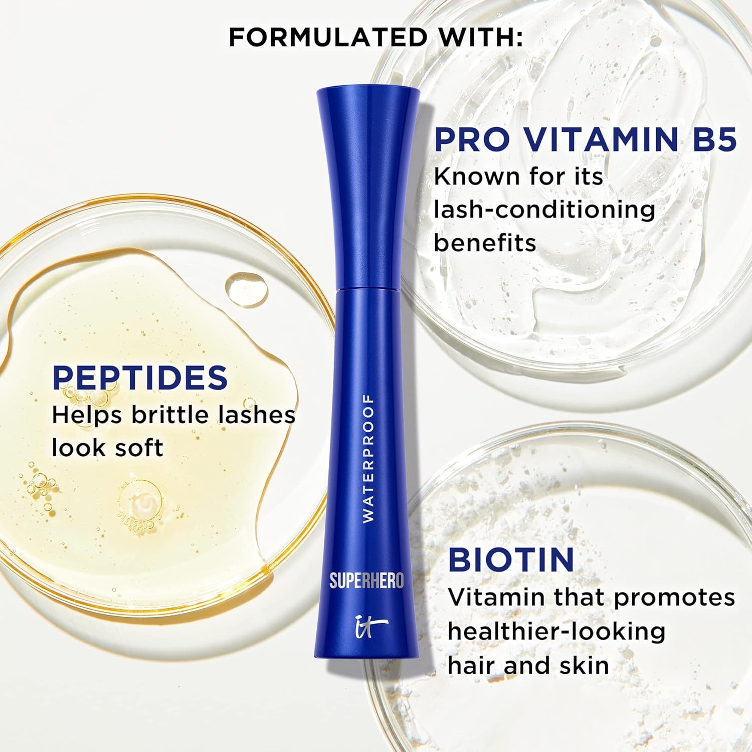 IT Cosmetics Superhero Volumizing Waterproof Mascara – 24HR Wear – Resists Sweat & Humidity – Lash-loving Biotin, Peptides & Pro-Vitamin B5 – Super Black, 0.3 fl oz - Image 5