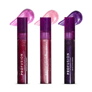 Profusion Cosmetics Sea Witch 3 PC Shimmer Lip Gloss - Long-Wearing Effortless Gliding, Intense Color and Creamy Texture, Versatile, Smooth & Vivacious Beauty Tool
