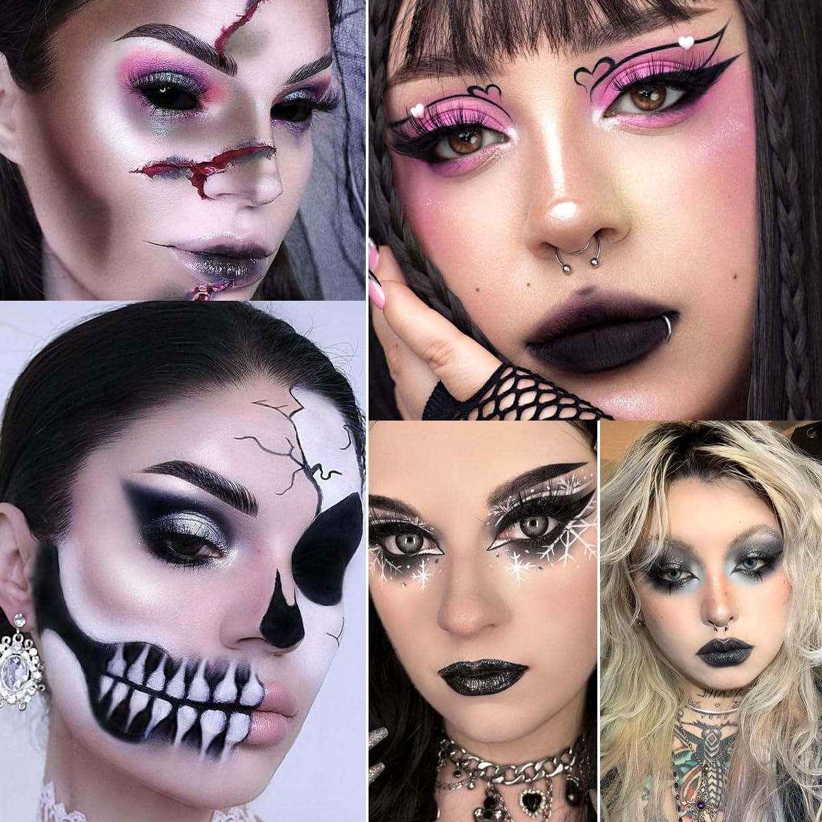 Afflano Goth Pink Eyeshadow Palette, Black Silver Pink Smokey Eyes Makeup Eyeshadow Pallet With Mirror, for Goth Girls Women Long Lasting Daily Valentine makeup, Emo Halloween Clown SFX Gothic Looks - Image 7