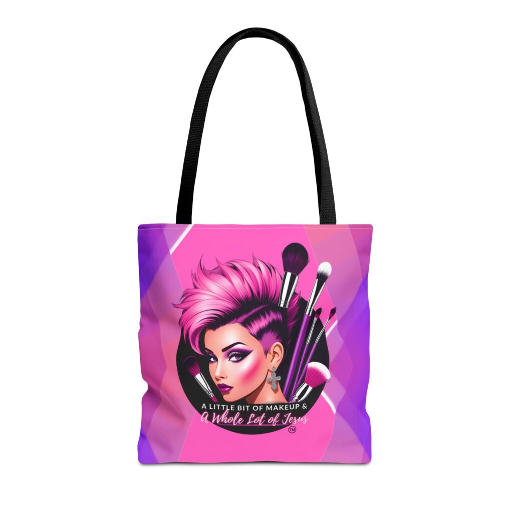 A Little Bit of Makeup & A Whole Lot of Jesus Tote Bag — Bible Memory, Beauty & Grace Tote for Women 40+