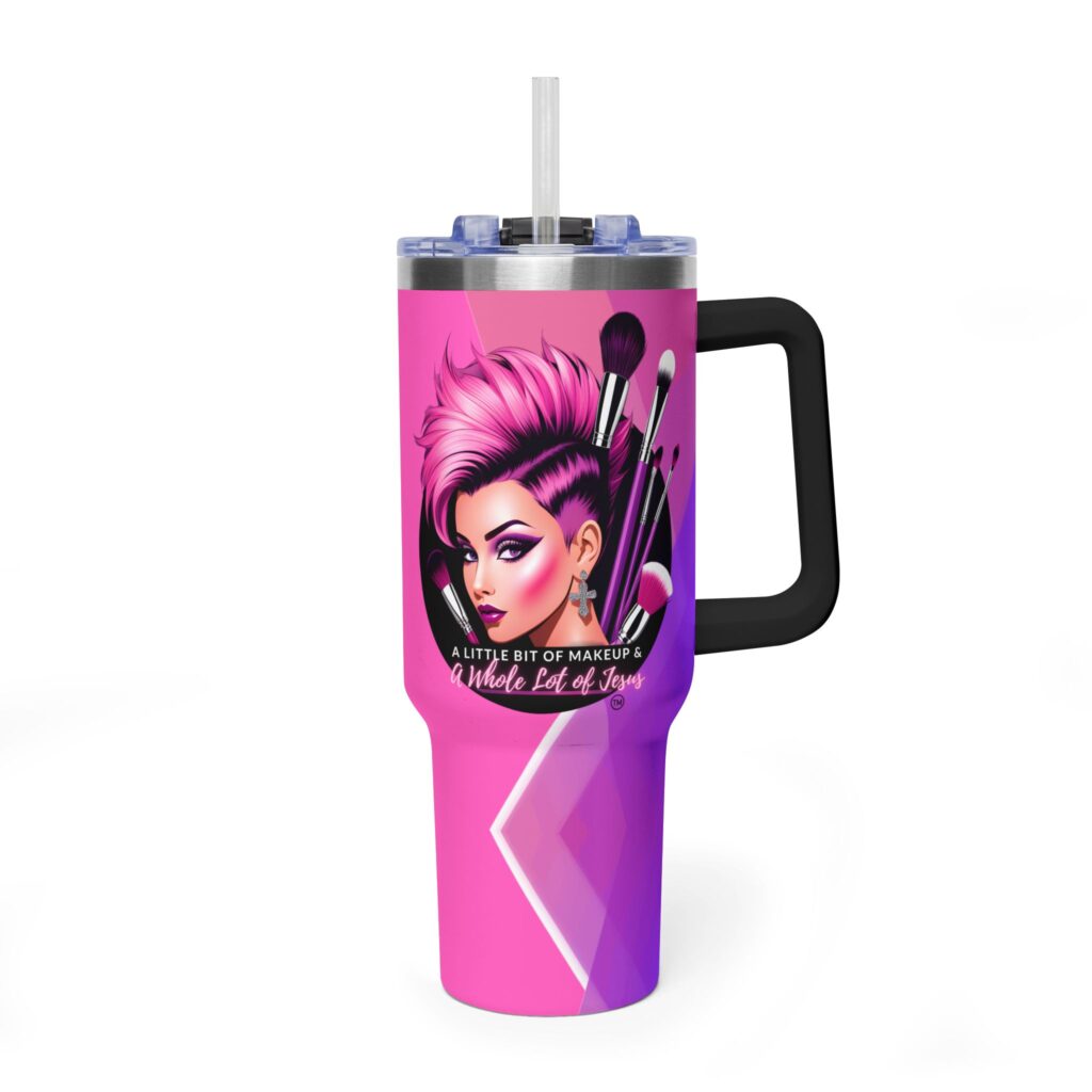 40oz Scripture Memory Thermal Tumbler — "A Little Bit of Makeup & A Whole Lot of Jesus"