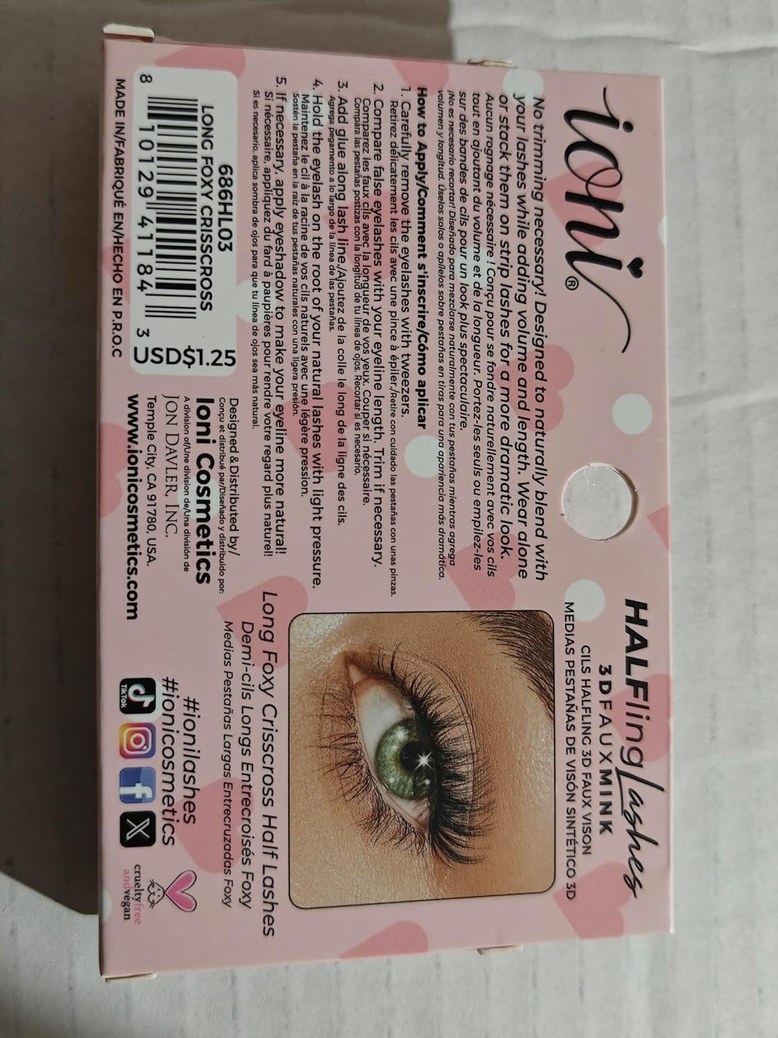 IONI 3D faux mink lashes (Long Foxy Crisscross Half Lashes) - Image 2
